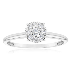 Luminesce Lab Grown 9ct White Gold 0.30 Carat Diamond Halo Solitaire Ring