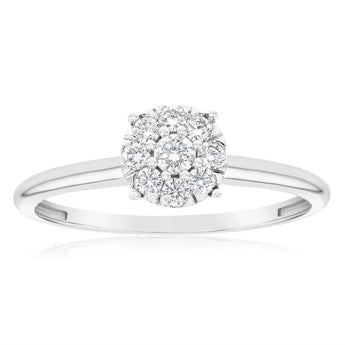 Luminesce Lab Grown 9ct White Gold 0.30 Carat Diamond Halo Solitaire Ring