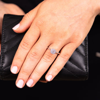 Luminesce Lab Grown 9ct White Gold 0.30 Carat Diamond Halo Solitaire Ring