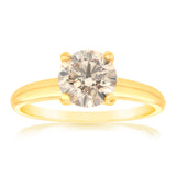 Luminesce Lab Grown 1.5 Ct Light Champagne Solitaire Diamond Ring in 14ct Yellow Gold