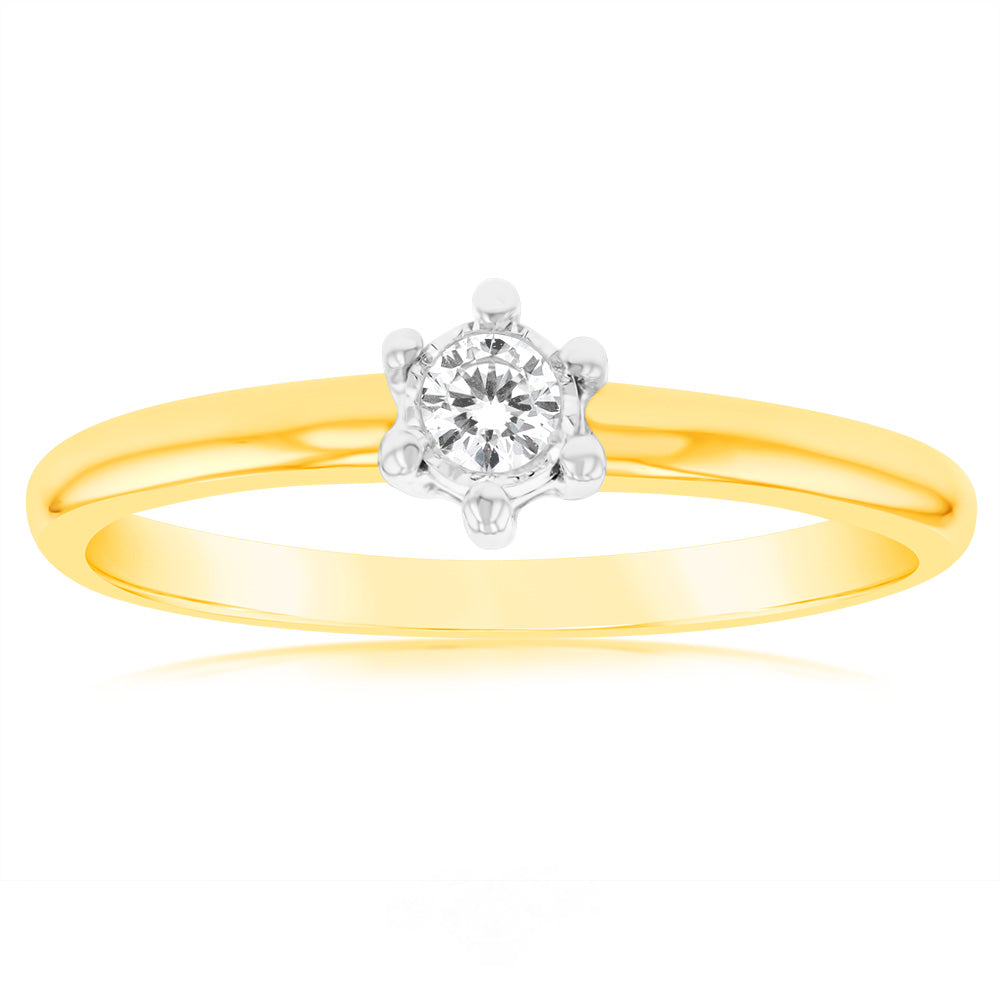 Luminesce Lab Grown Diamond 6 Claw Ring In 9ct Yellow Gold
