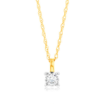Luminesce Lab Grown Diamond Solitaire Pendant in 9ct Yellow Gold With Chain