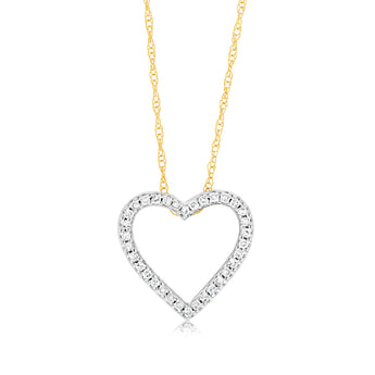 Luminesce Lab Grown 1/10 Carat Diamond Heart Pendant in 9ct Yellow Gold