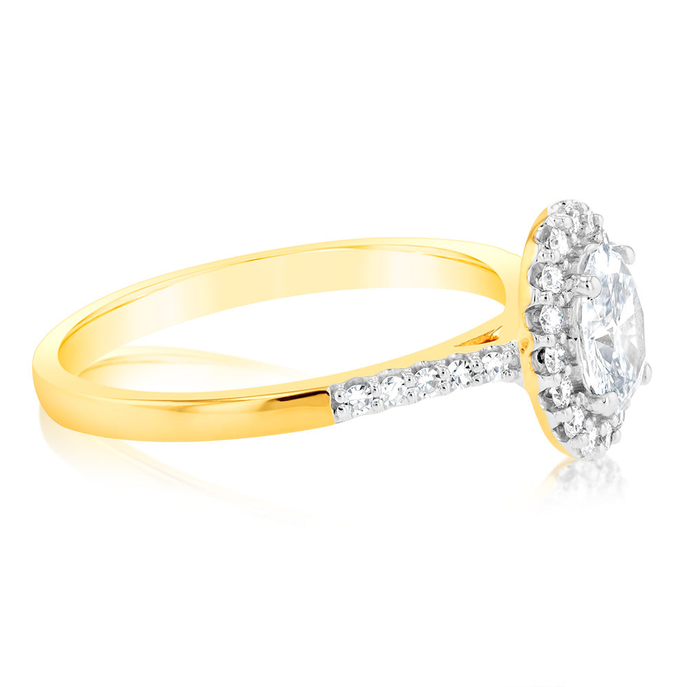 Luminesce Lab Grown 18ct Yellow Gold 1 Carat Diamond Oval Halo Ring