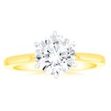 Luminesce Lab Grown 2 Carat Certified Diamond Solitaire Ring in 18ct Yellow Gold