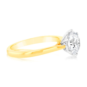 Luminesce Lab Grown 2 Carat Certified Diamond Solitaire Ring in 18ct Yellow Gold