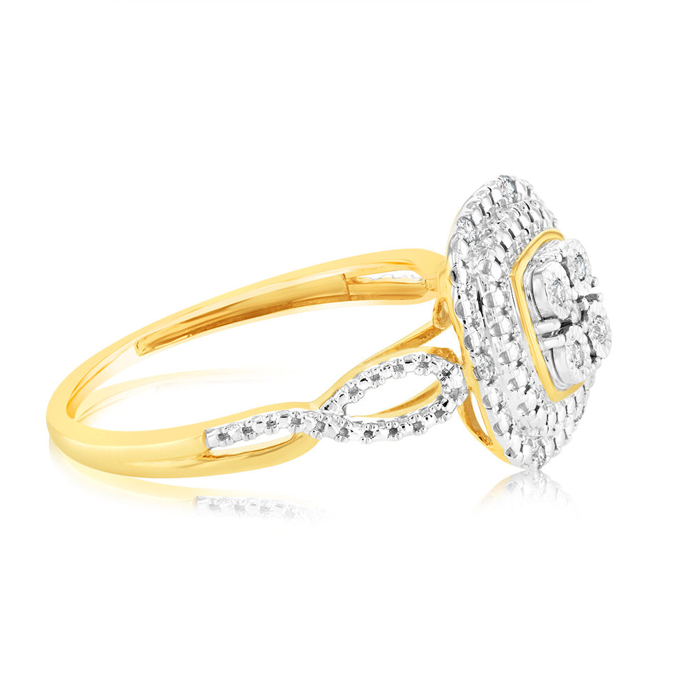 Luminesce Lab Grown 9ct Yellow Gold Ring with 11 Brilliant Cut Diamonds