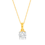 Luminesce Lab Grown 1 Carat Diamond Solitaire Pendant on Chain in 9ct Yellow Gold