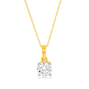 Luminesce Lab Grown 1 Carat Diamond Solitaire Pendant on Chain in 9ct Yellow Gold