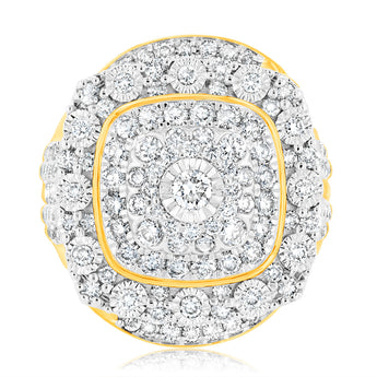 Luminesce Lab Grown 2 Carat Diamond Cluster Ring in 9ct Yellow Gold