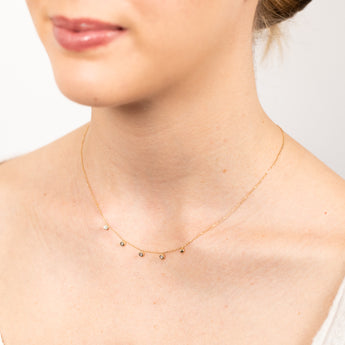 Luminesce Lab Grown 1/10 Carat Diamond Adjustable Chain Necklace in 9ct Yellow Gold
