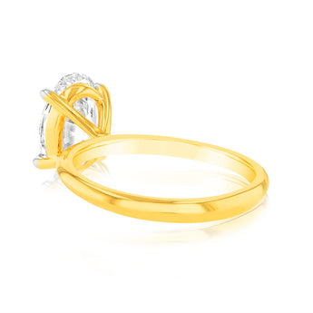Luminesce Lab Grown Certified 2 Carat Oval Diamond Ring in 18ct Yellow Gold