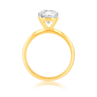 Luminesce Lab Grown Certified 2 Carat Diamond Cushion Cut Ring in 18ct Yellow Gold