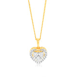 Luminesce Lab Grown 9ct Yellow Gold 16 Diamonds Heart Pendant
