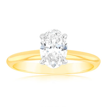 Luminesce Lab Grown 1 Carat Certified Oval Ring in 18ct Yellow Gold
