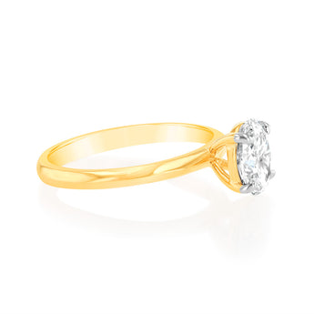 Luminesce Lab Grown 1 Carat Certified Oval Ring in 18ct Yellow Gold