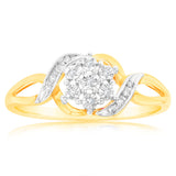 Luminesce Lab Grown 9ct Yellow Gold 15 Diamonds Dress Ring