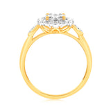 Luminesce Lab Grown 9ct Yellow Gold 10 Diamonds Oval Dress Ring