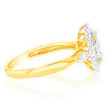 Luminesce Lab Grown 9ct Yellow Gold 10 Diamonds Oval Dress Ring