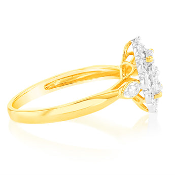 Luminesce Lab Grown 9ct Yellow Gold 10 Diamonds Oval Dress Ring