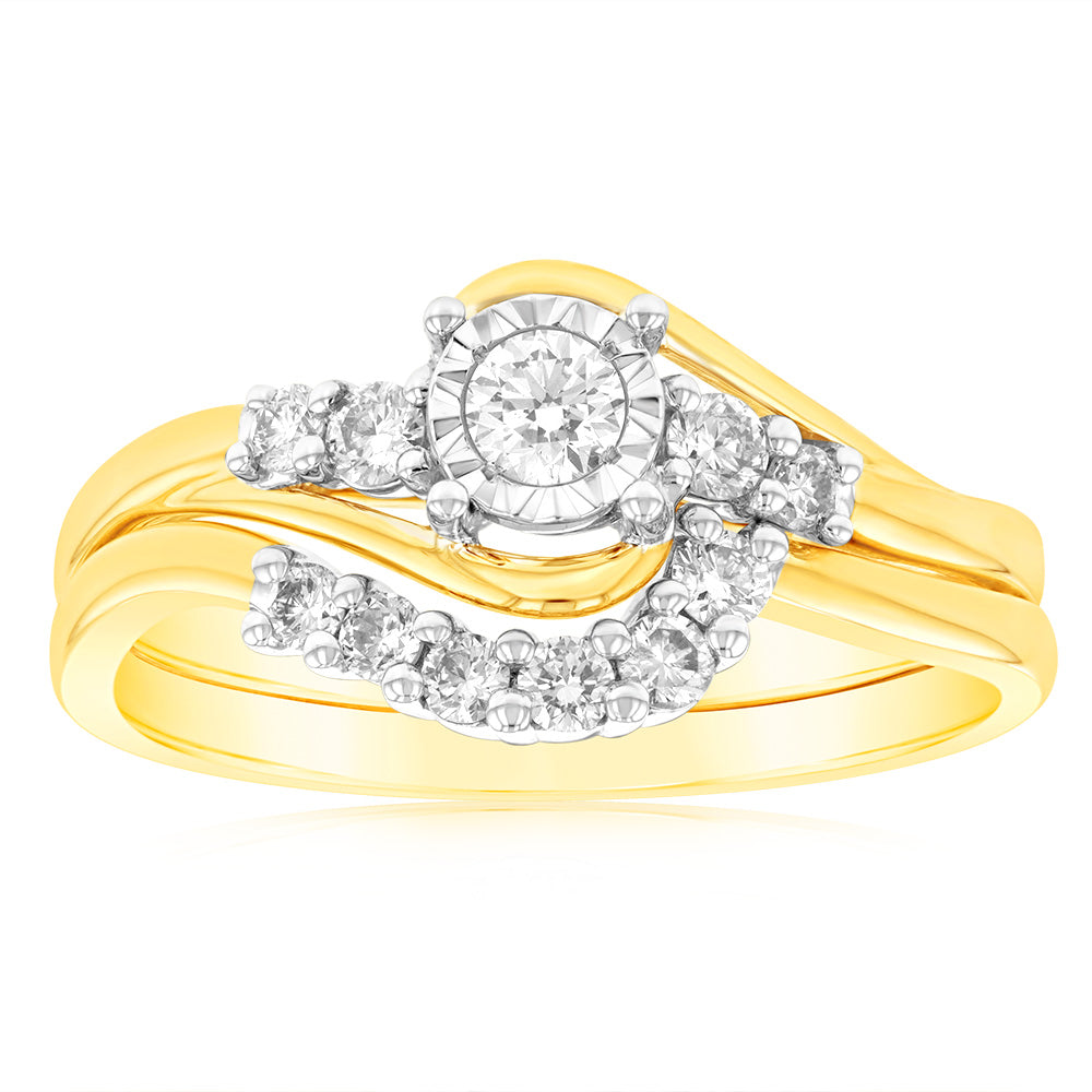 Luminesce Lab Grown 0.35 Carat Diamond Bridal Set in 9ct Yellow Gold
