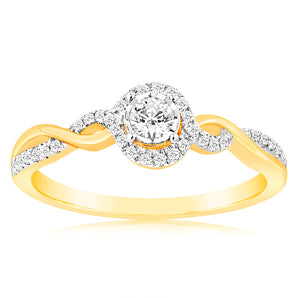 Luminesce Lab Grown 9ct Yellow Gold 11 Brilliant Cut Diamond Ring