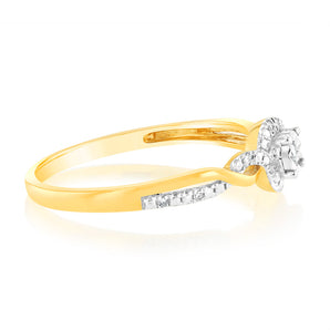 Luminesce Lab Grown 9ct Yellow Gold 11 Brilliant Cut Diamond Ring