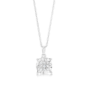 Luminesce Lab Grown 9ct White Gold Diamond Claw Pendant