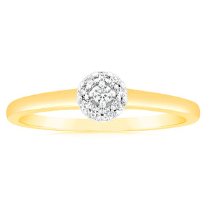 Luminesce Lab Grown 9ct Yellow Gold 10 Brilliant Cut Diamonds Ring