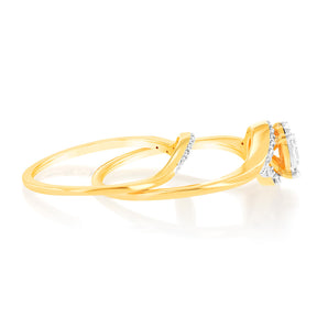 Luminesce Lab Grown 1/5 Carat Diamond Bridal Ring Set in 9ct Yellow Gold