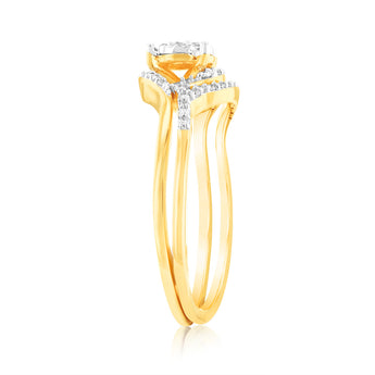 Luminesce Lab Grown 1/5 Carat Diamond Bridal Ring Set in 9ct Yellow Gold