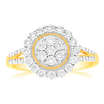 9ct Yellow Gold Luminesce Lab Grown Cluster Diamond Ring