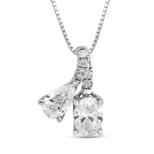 Load image into Gallery viewer, 1 Carat Luminesce Lab Grown Oval &amp; Pear Shape Diamond Pendant in 10ct White Gold