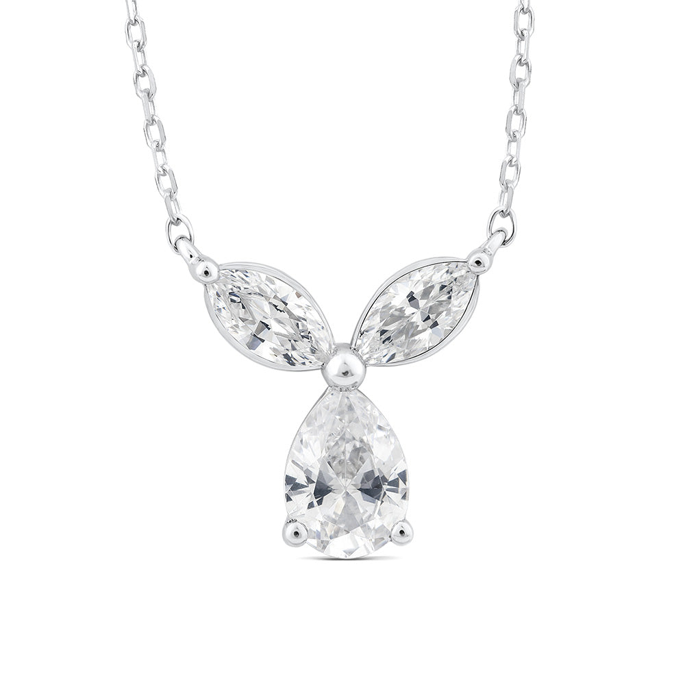 Luminesce Lab Grown Pear & Marquise Diamond Pendant In 10ct White Gold