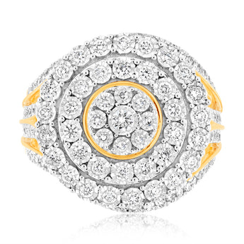 Luminesce Lab Grown 1Carat Cluster Shaped Diamond Ring in 9ct Yellow Gold