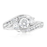 Luminesce Lab Grown 1 Carat Solitaire Diamond Ring with Channel Set Side Diamonds in 9ct White Gold