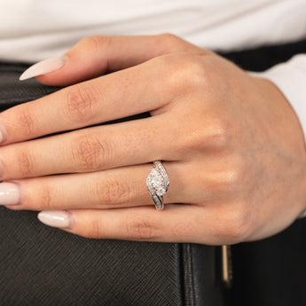 Luminesce Lab Grown 1 Carat Solitaire Diamond Ring with Channel Set Side Diamonds in 9ct White Gold
