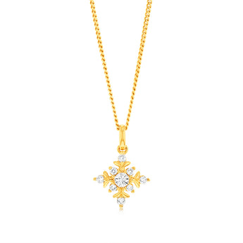 Luminesce Lab Grown 9ct Yellow Gold 1/10 Carat Diamond Snowflake Pendant