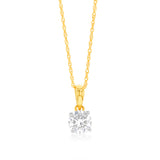 Luminesce Lab Grown 1/2 Carat Diamond Solitaire Pendant on 9ct Yellow Gold on Chain