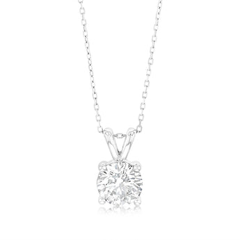 Luminesce Lab Grown Solitaire 2 Carat Diamond Pendant in 9ct White Gold with Adjustable Chain