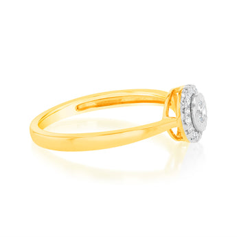 Luminesce Lab Grown 9ct Yellow Gold Solitaire Plain 1/6 Carat Diamond Ring
