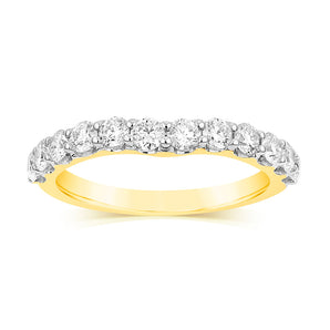 Luminesce Lab Grown 1 Carat Diamond Eternity Curve Ring in 18ct Yellow Gold