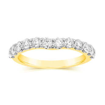 Luminesce Lab Grown 1 Carat Diamond Eternity Curve Ring in 18ct Yellow Gold