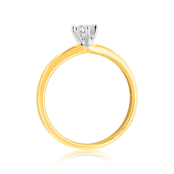 Luminesce Lab Grown 9ct Yellow Gold 1/4 Carat Brilliant Cut Solitaire Diamond Ring