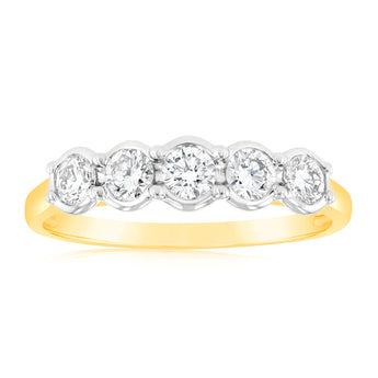 Luminesce Lab Grown  1/2 Carat Diamond 5-Stone Ring in 9ct Yellow Gold