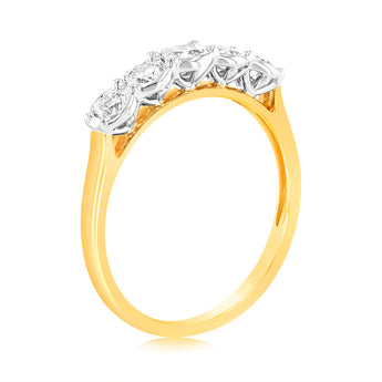Luminesce Lab Grown  1/2 Carat Diamond 5-Stone Ring in 9ct Yellow Gold