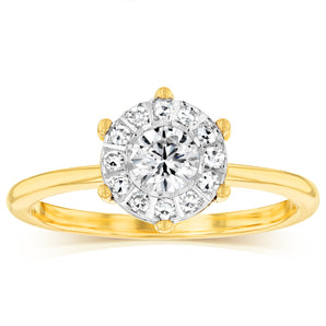 Luminesce Lab Grown 9ct Yellow Gold "2.25 Carat Look" 1/2 Carat Diamond Ring