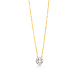 Luminesce Lab Grown 9ct Yellow Gold Diamond Halo Pendant on 45cm Chain