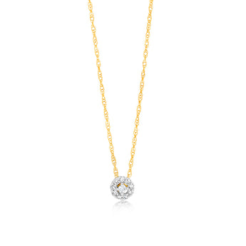 Luminesce Lab Grown 9ct Yellow Gold Diamond Halo Pendant on 45cm Chain