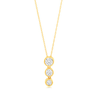 Luminesce Lab Grown 9ct Yellow Gold 0.80 Carat Diamond Pendant with 3 Diamonds on 45cm Chain